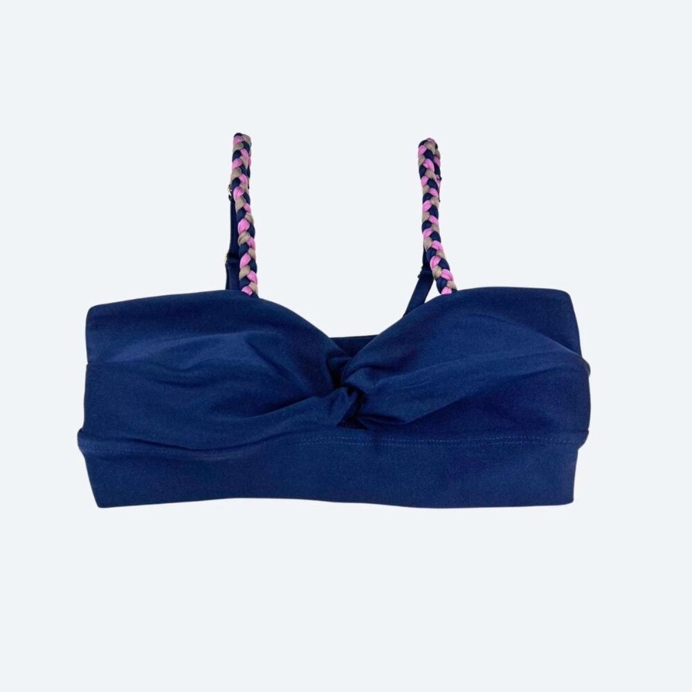 Dark Blue Braided Sports Bra for Women – Women’s Stylish Gym Top